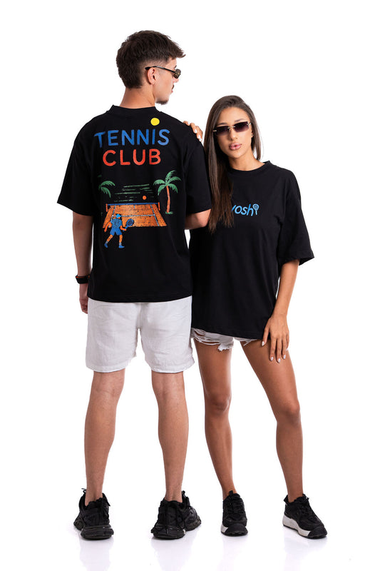Тениска "Tennis Club" в Черно